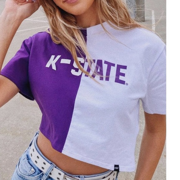 Tops - Two colored K-state crop t-Shirt